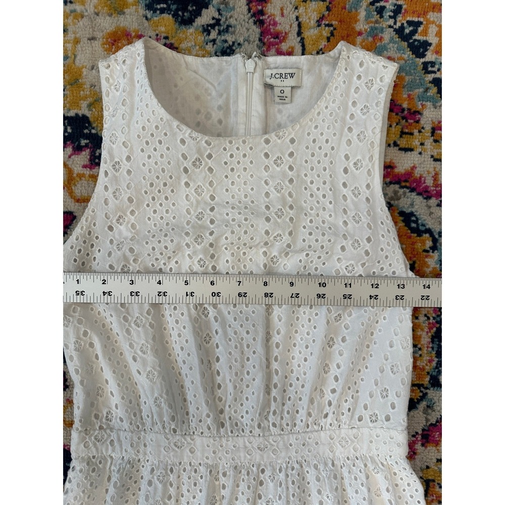 J.Crew White Eyelet Sleeveless Tiered Midi Dress Women's Sz‎ 0 Boho Western Chic - Picture 4 of 11